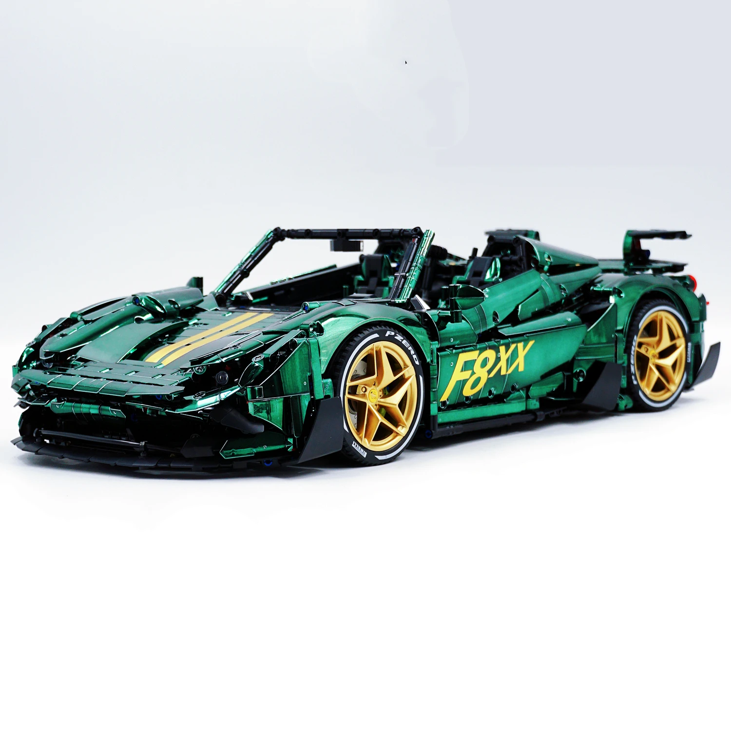 

NEW Customized Bright Green MOC F8 Sport Car 1:8 Model 3781pcs Technology Racing High-tech Building Blocks Bricks Toys Ferraril