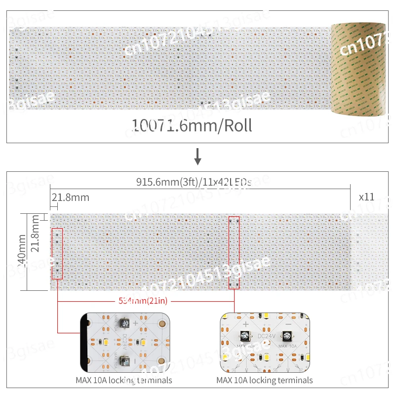 Ultra-thin Ultra-long 10 Meters 10,000 Mm LED Light Board, Marble Countertop Cabinet Backlighting, DC24V Ultra-thin LED Lamp