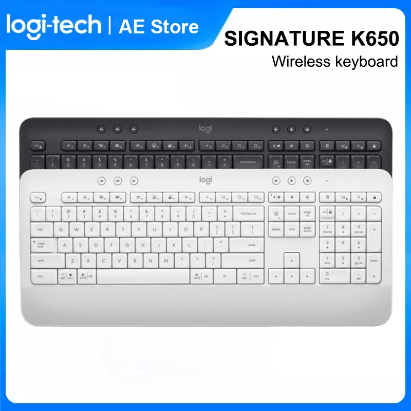 Беспроводная удобная клавиатура Logitech K650, с обновленными комбинациями клавиш для офиса и для macOS, Windows