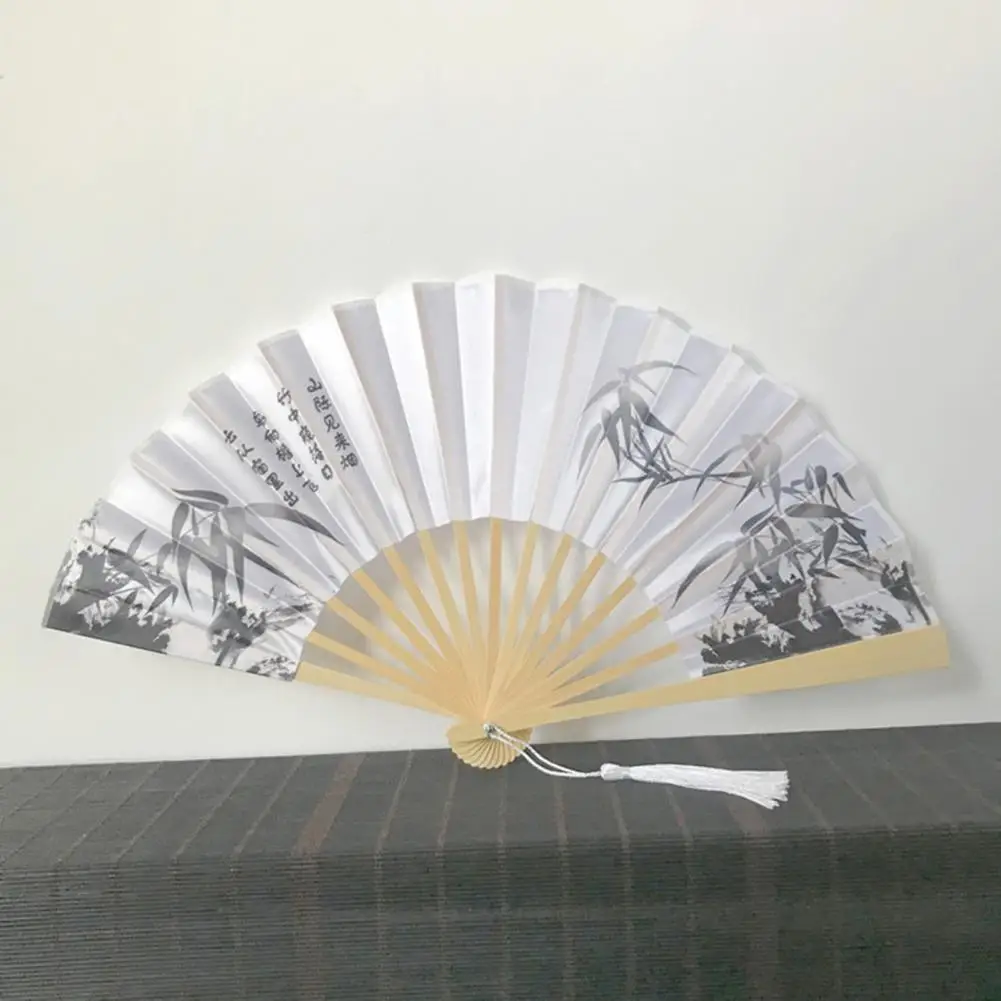 Foldable Hand Fan Bird Print Folding Fan Bamboo Hand Held Fan Chinese Style Dance Performance Prop Party Gift Portable Summer