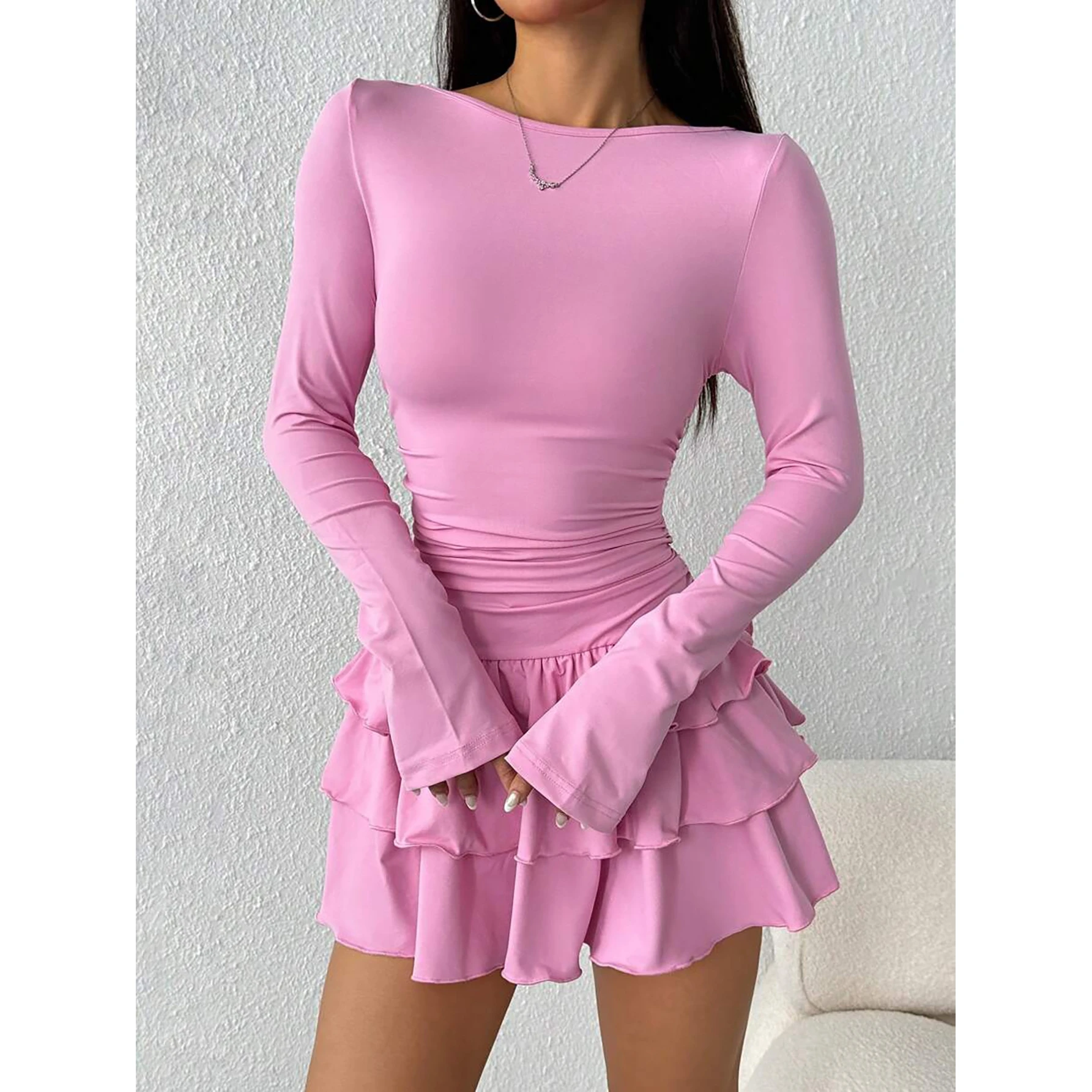 Afslankende lange Sve dames Dr Pure kleur hoge taille Midi Dr Ci woon-werkverkeer Date Par Casual reizen Faionable