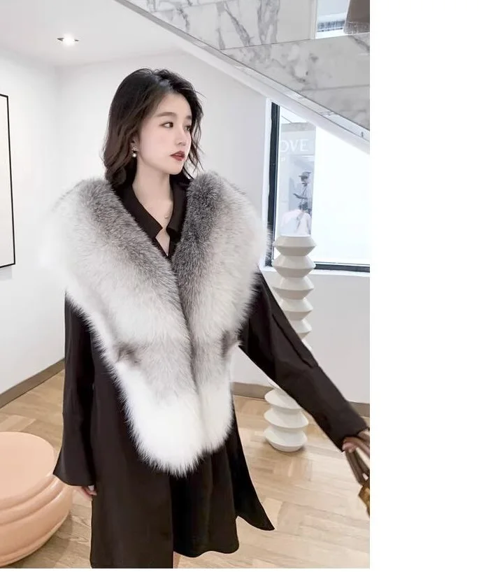 Natural 100% Genuine Fox Fur Scarf Shawl Winter Neck Warmer Whole Big Collar Women Luxury Wraps  Muffler