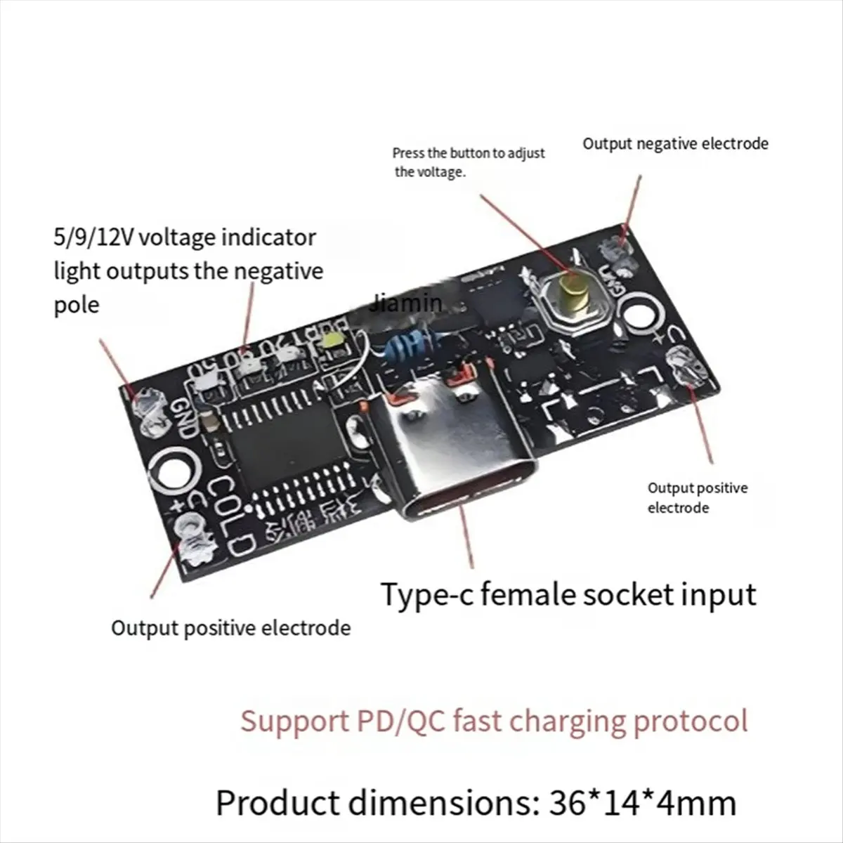 《Factory Direct》PD2.0 PD3.0 QC3.0 Fast Charging 5V 9V 12V Adjustable Cooling Fan Main Control Board Dual Output Ports