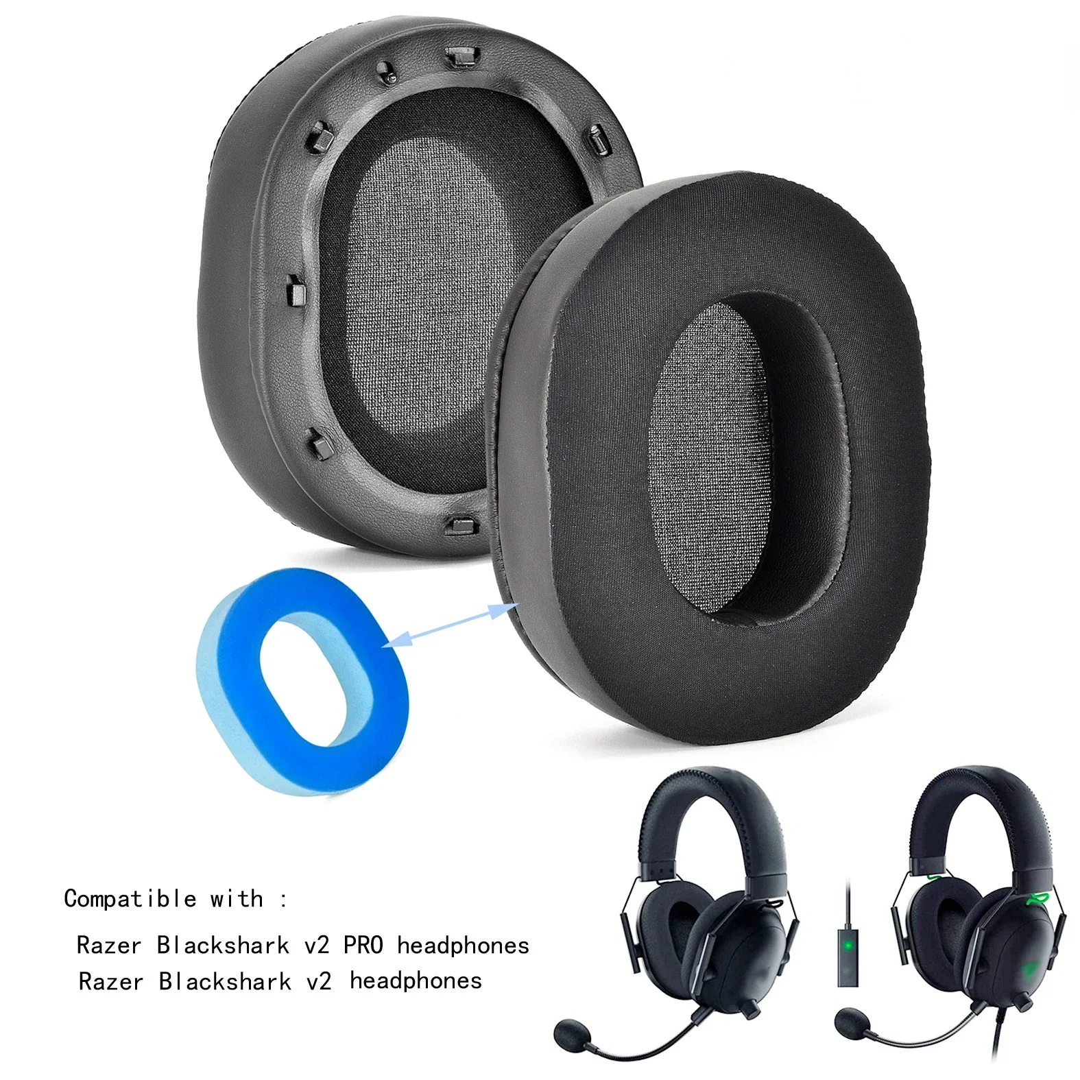 razer Blackshark V2 X、V2 Pro 交換用イヤーパッド/イヤークッション