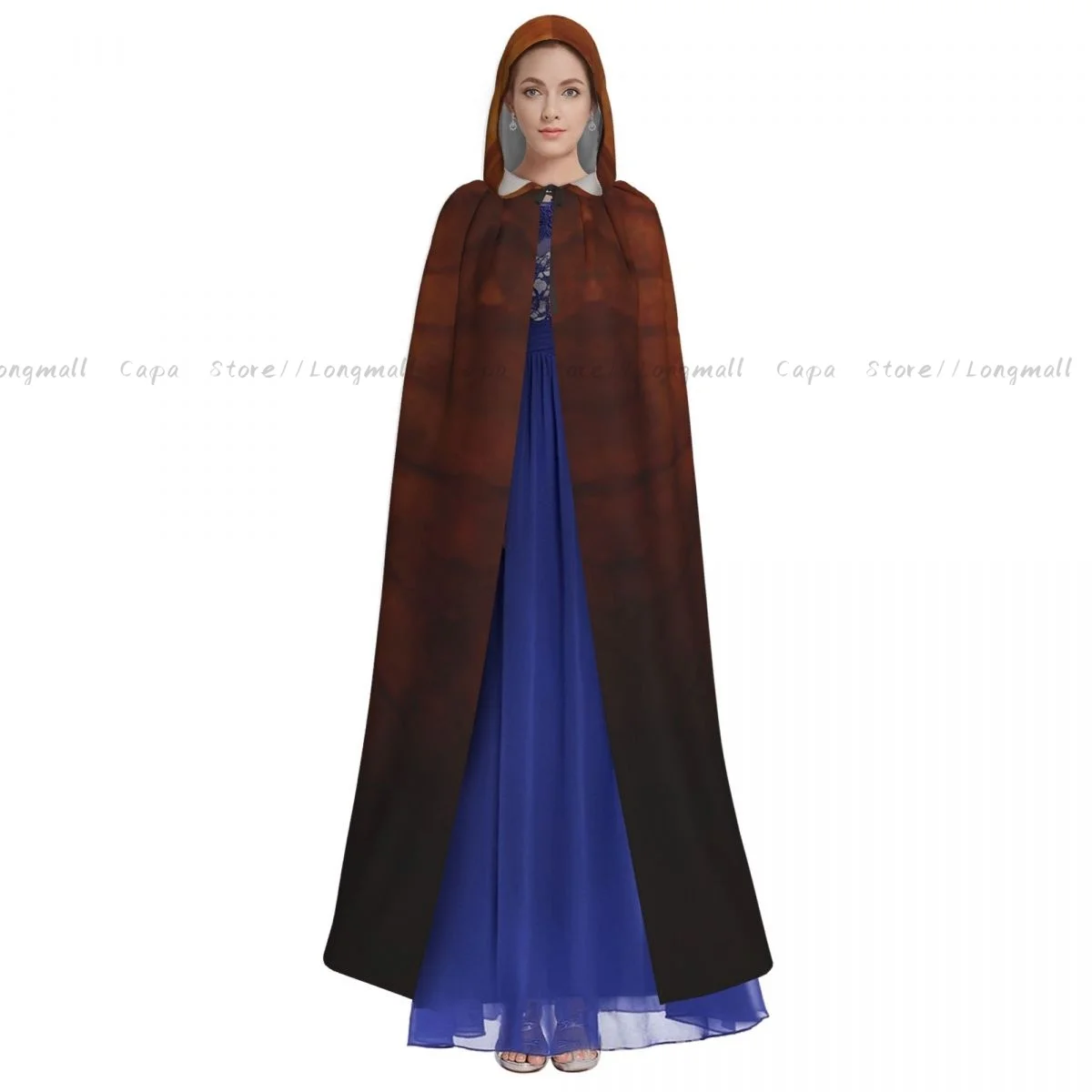 Adult Hawk Eagle Face Claws With Feather Wings In Fire Raptor Spirit Cloak Cape Hooded Medieval Costume Full Length Dress Coat