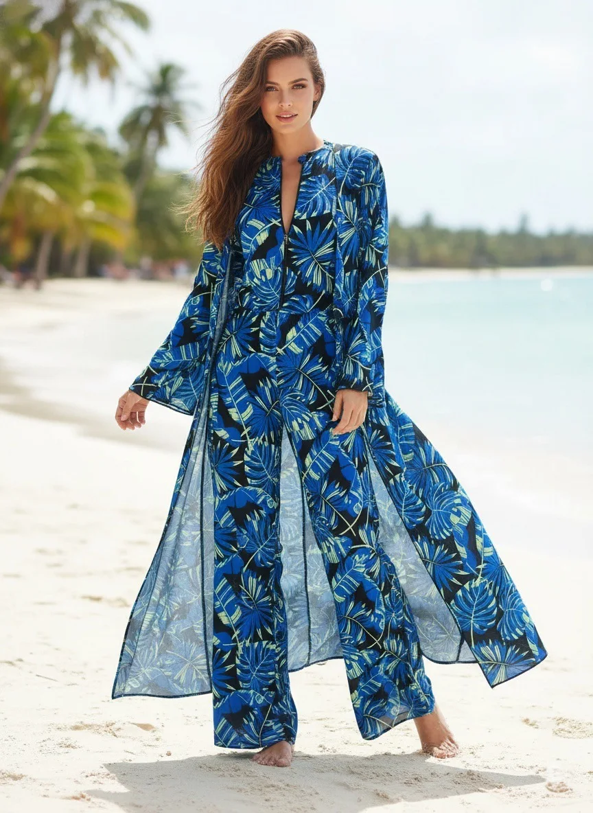 Three Piece Swimsuit Women Long Sleeve Swimwear Deluxe 2026 New Female Rash Guard High Elasticity Floral Beachwear Upf 50+