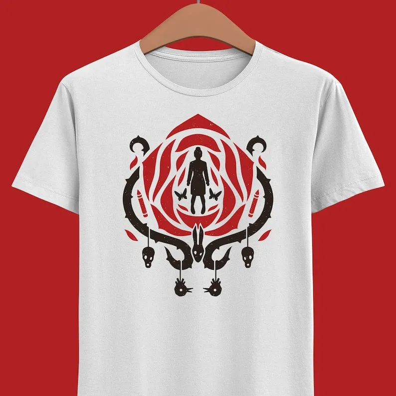 

Футболка для девушек с изображением Дженнифер плохой, средство управления, роза, сад, орфанат, красный карандаш, аристократический клуб, выживание, ужас, видеоигра