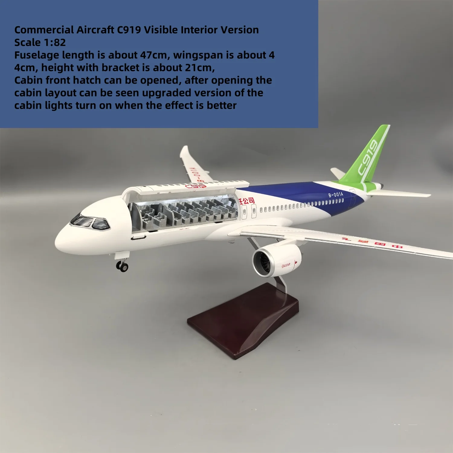 

Plane Model COMAC C919 House Color Original Resin Sale 1:82 47cm commercial Aircrafts C919 With Wheels & Led Light Airplane Toy