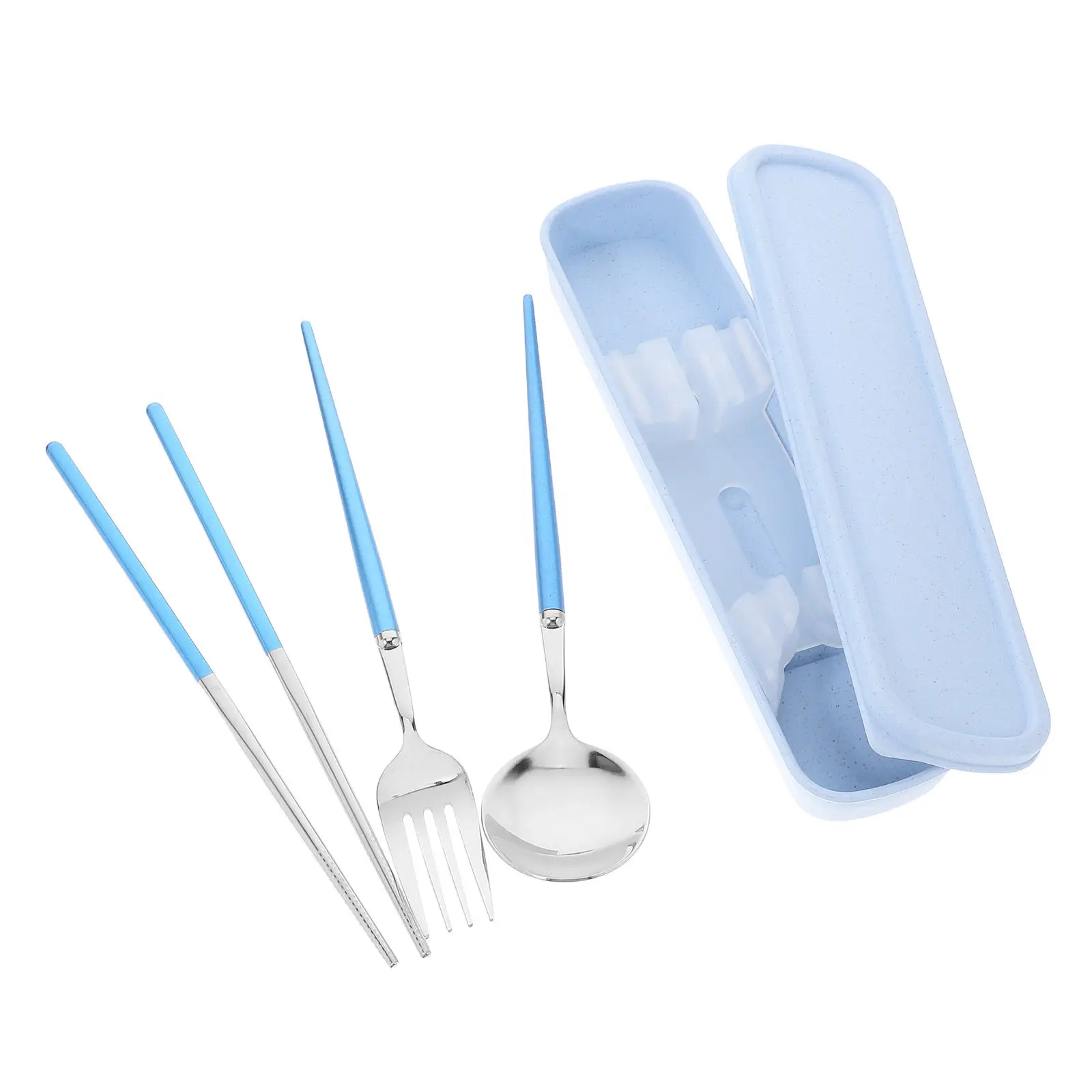 3Pcs Stainless Steel Cutlery Set Portable Reusable Flatware Set Travel Camping Dinnerware Spoon Fork Chopsticks with Case view 6