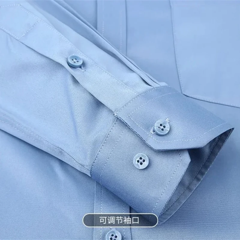 Camisas formales antiarrugas para hombre, camisas de vestir de manga larga para hombre, camisa blanca Social básica clásica de negocios, ajustada y suave, 7XL