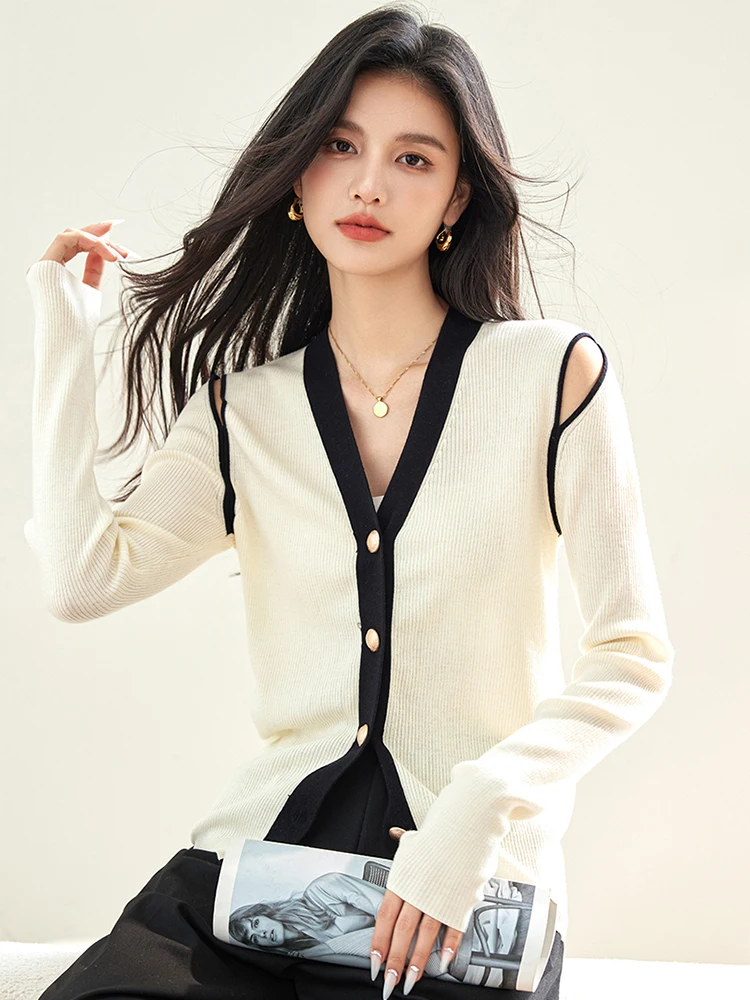 Gentle Style Knitted Cardigan 2024 Autumn Winter V-neck Long Sleeve Sweater Casual Tops For Women Temperament Sweater