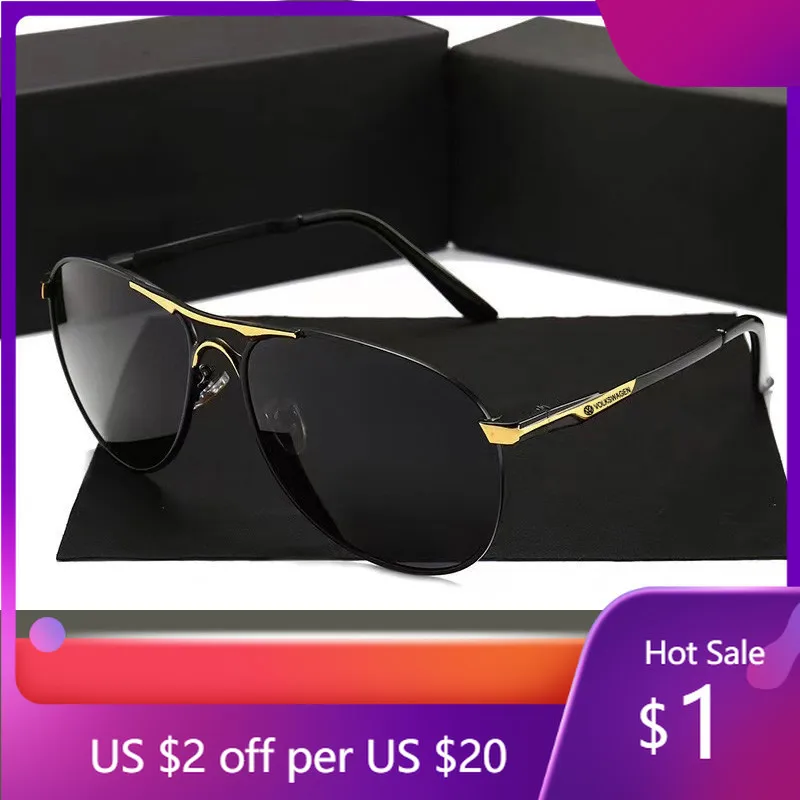 

Горячая новинка 2026: Мужские поляризационные солнцезащитные очки для вождения из металла, легкие, для Volkswagen Golf Polo (классика)