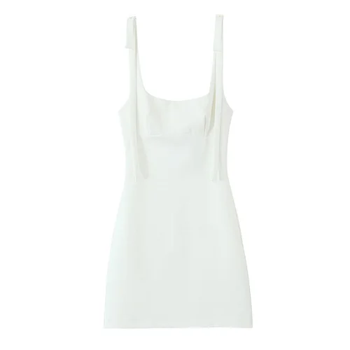Imagen 2 del producto Willshela, moda para mujer, minivestido liso con cordones y espalda descubierta y cremallera, tirantes Vintage, cuello cuadrado, vestidos elegantes para mujer
