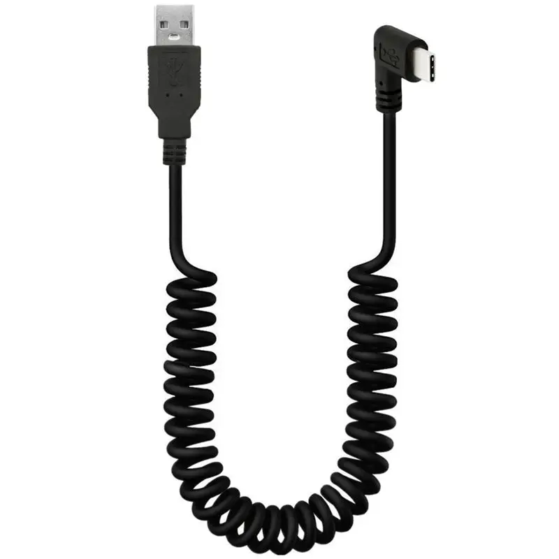 USB 3.1 C-TYPE Male Corner To 2.0 Right Angle AM Mobile Data Charging Cable Car Telescopic Spring Data Cable 1.5M 5FT