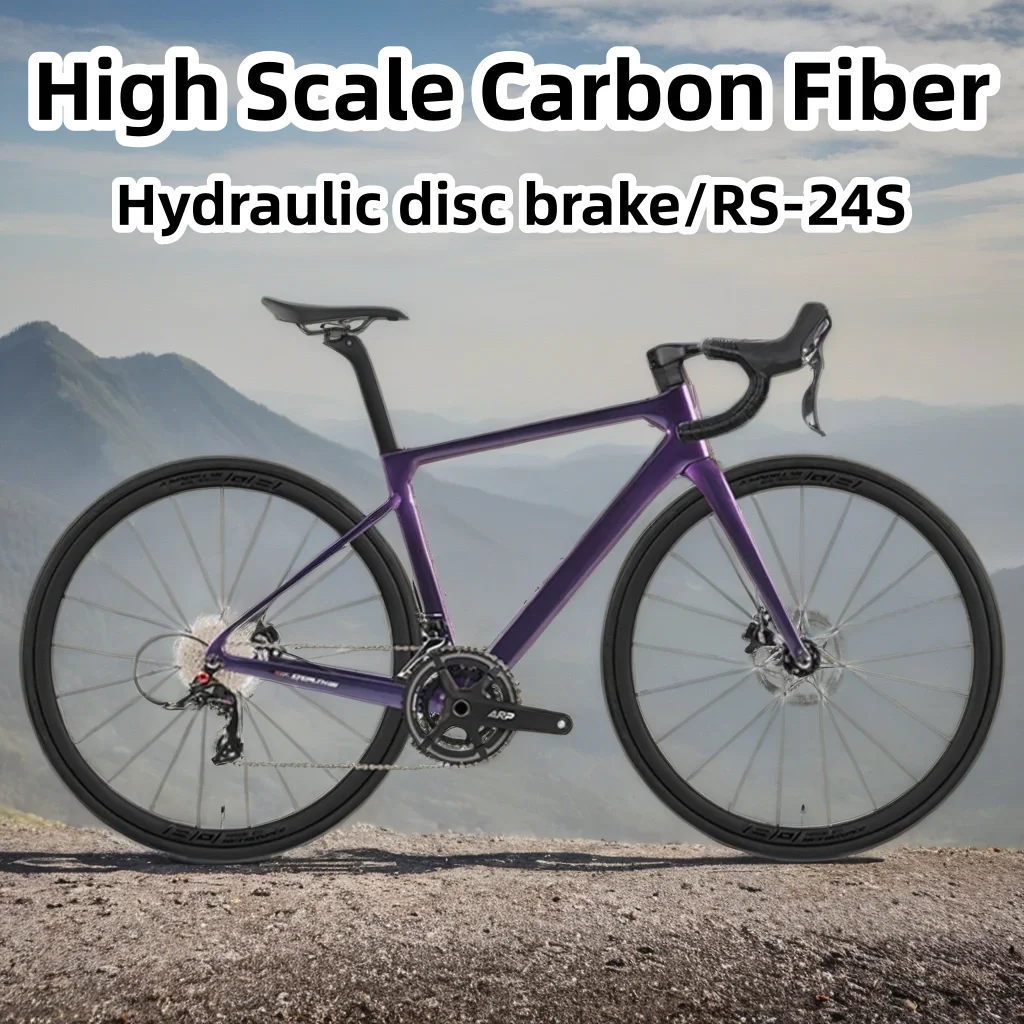 

High-scale Carbon Fiber Road Bike Hydraulic Disc Brake 700*27C Ultra-light Competitive Bicycle 24 Speed Road Racing Carbon Fork