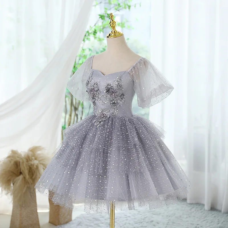 Vestido De quinceañera con mangas abullonadas escalonadas, Vestido corto De quinceañera, Vestido De fiesta De cumpleaños Floral, Vestido De baile De princesa