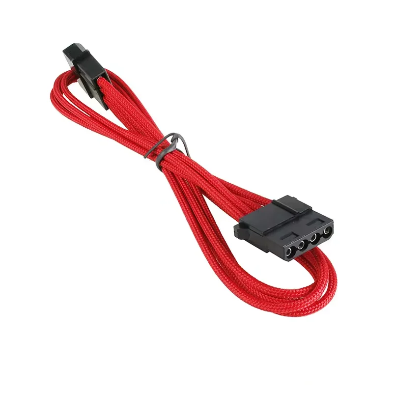 Wholesale 10pcs/Lot Free Shipping 30CM Red Sleeved 4Pin IDE Molex Male to Female Power Extension Cable.