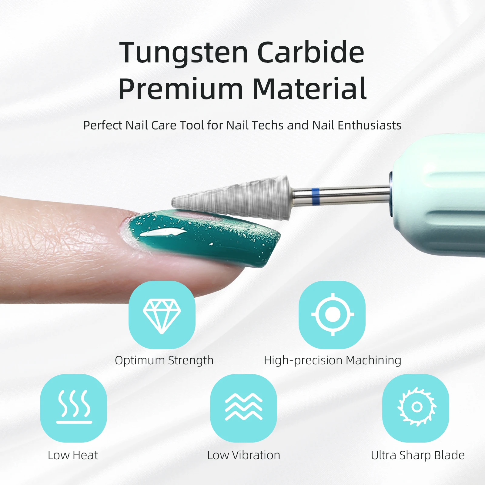 HYTOOS 15mm Cone Nail Drill Bits, Taper Carbide Bit, 3/32 Right-Way Drill Bits for Nails, Electric Manicure Removal, Mediu