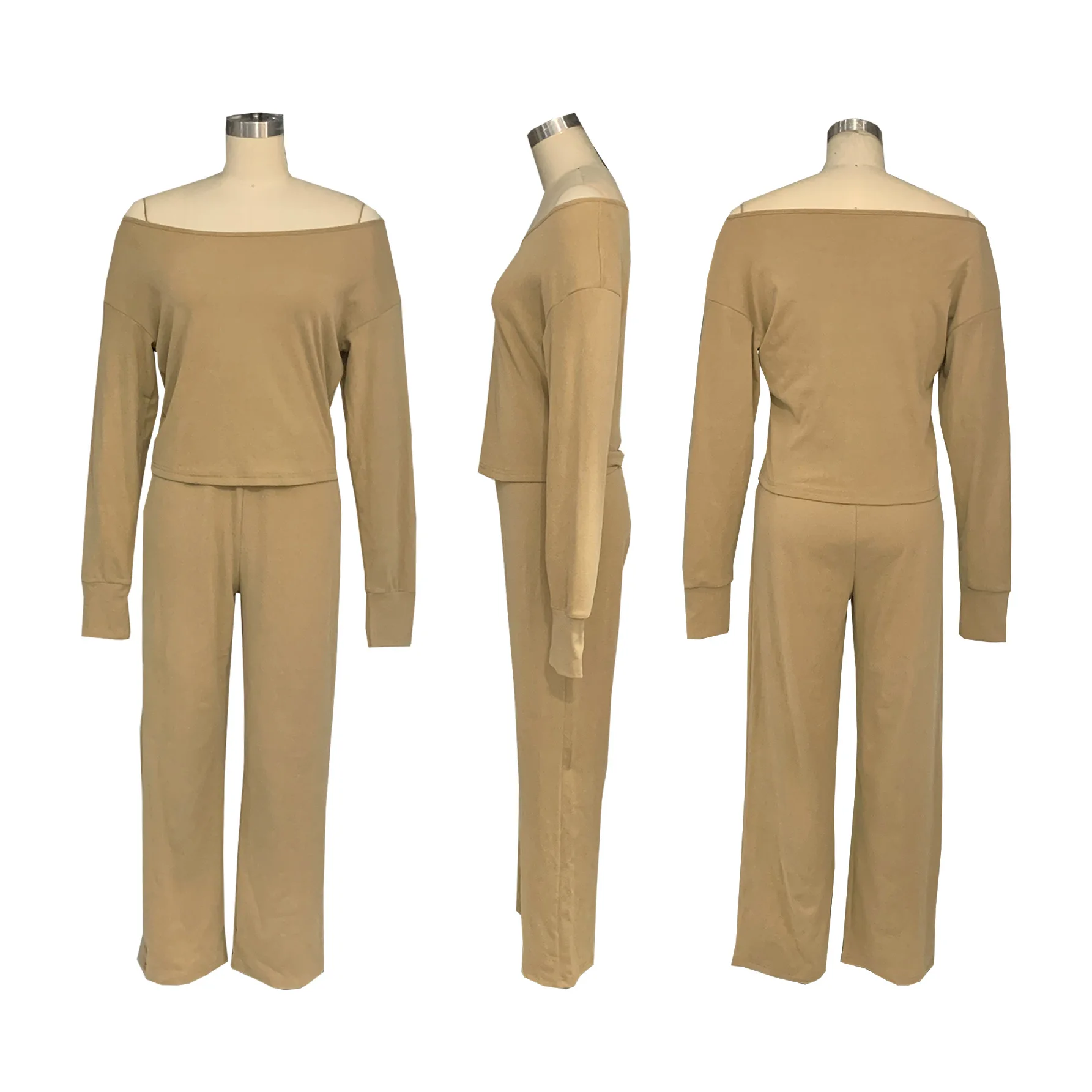 ชุดเซ็ทลำลองสองชิ้นสำหรับผู้หญิง สีพื้น เสื้อฮู้ดหนา แฟชั่นทันสมัย ทรงหลวม ไหล่ตก สไตล์สบายๆ  ฤดูใบไม้ร่วง/ฤดูหนาว 2025