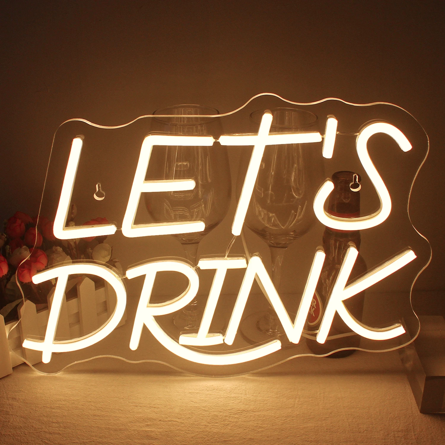 

Let's Drink Neon Wall Decor светодиодный Word Dimming Neon светильник USB источник питания подходит для девушек на день рождения