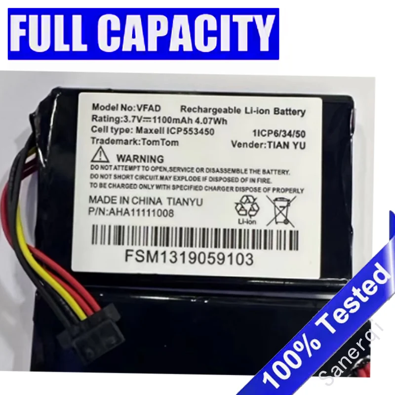 

Полностью новый для TomTom 4FL50 4FL60 Go 5000 5100 6000 6100 PRO TRUCK 525 GPS DVR 1100 мАч AHA11111008 GPS Аккумулятор VFAD Bateria