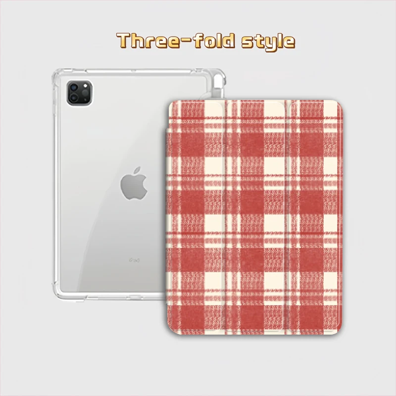 

Чехол для планшета с ретро-красным клетчатым узором для iPad Pro 10/11 дюймов 2020/6-го/7-го/8-го поколения/Air 3-го/Air 4-го/9-го поколения/Air 5-го поколения 2022/Air1