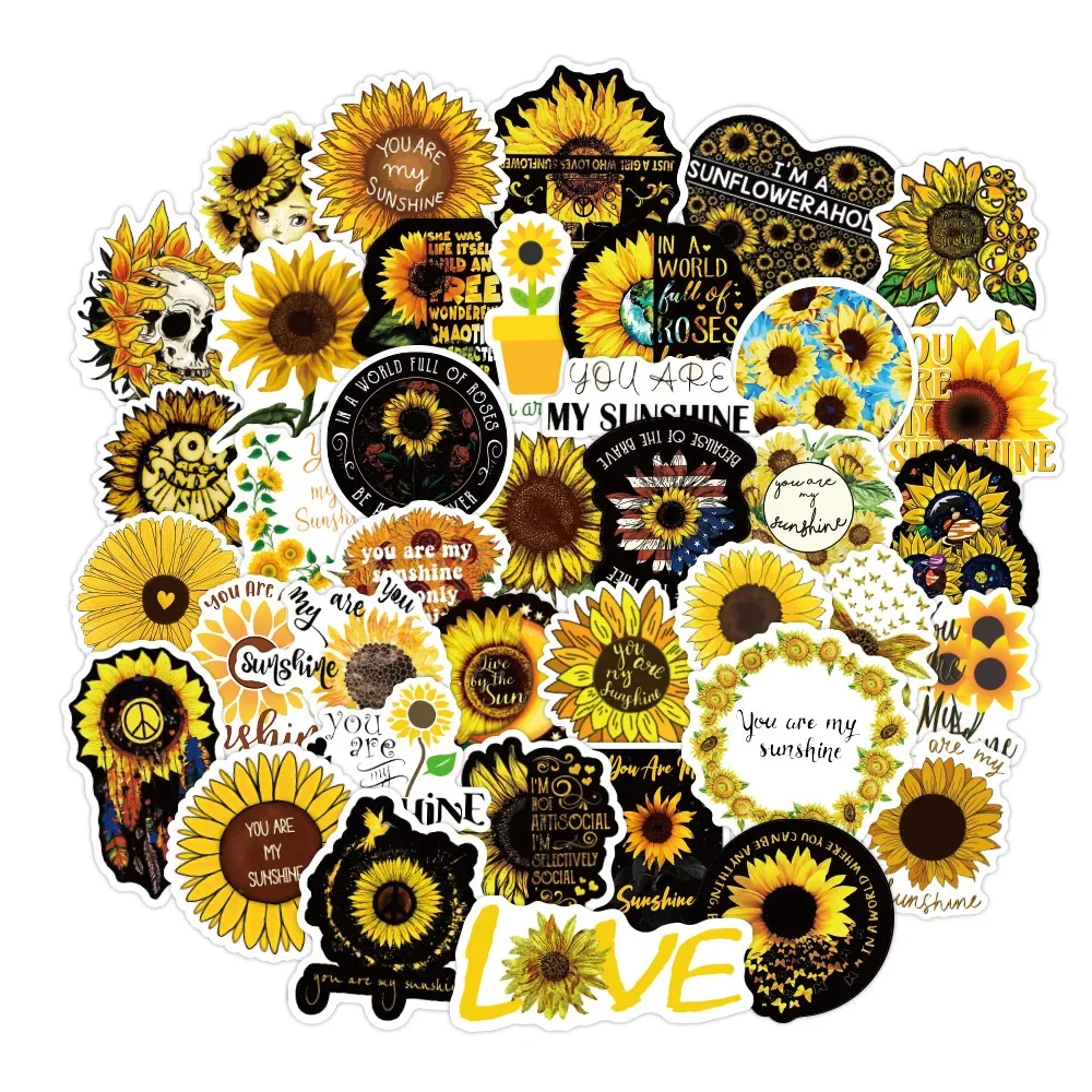 10/30/50PCS New Sunflower Graffiti Waterproof Sticker Creative Trend Decorative Decal Water Cup Guitar Wholesale