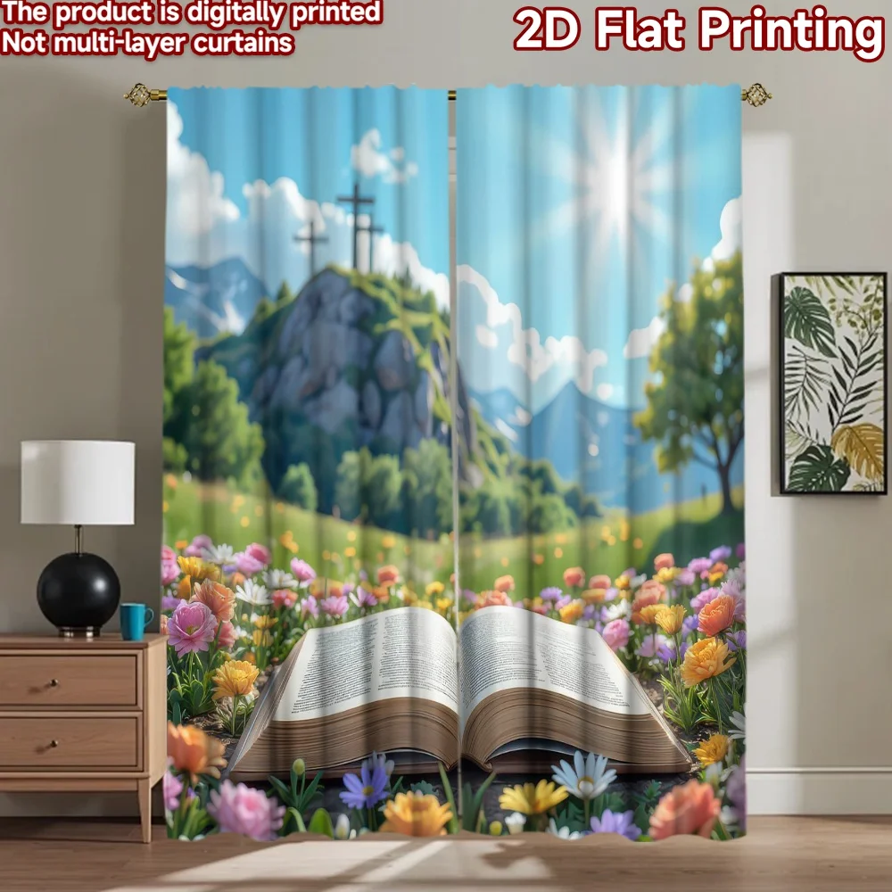

1pc 2D flat Photography Backdrop Background Banner Easter Open Book with Crosses 100% Polyester Family Party for Suitable for