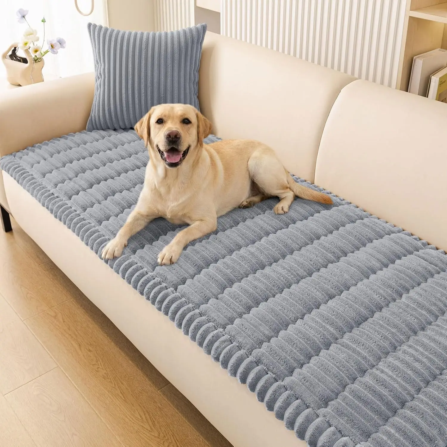 

Non Slip Washable Couch Cover for Dogs, Soft Furniture Protector for Leather & Fabric, Cozy Against Fur & Dirt, 27.6"x82.7" Grey