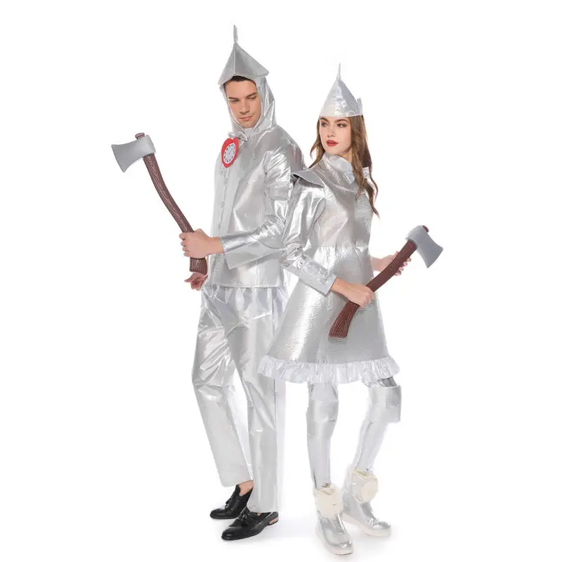 Nuevo disfraz de actuación de hombre de estaño plateado, traje de pareja de robots del mago de Oz, ropa étnica de fibra de poliéster para escenario