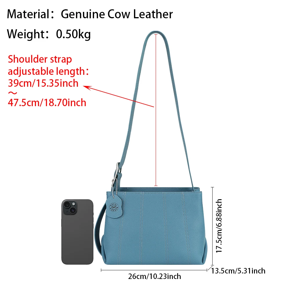 Royal Bagger Crossbody Bags for Women, Genuine Leather New Fashion Satchel Purses, Large Capacity Shoulder Bag 1850