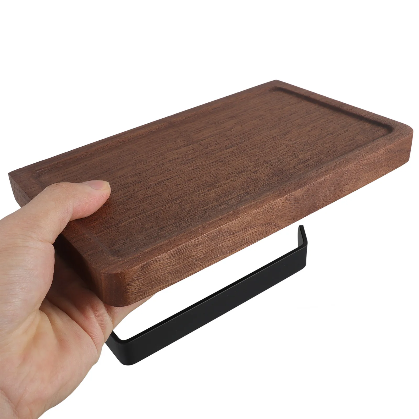 

Wall Mounted Toilet Paper Holder with Wooden Shelf for Bathroom Kitchen Roll Paper Towel Tissue Storage Organizer Rack Stand