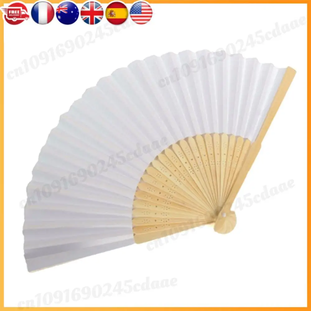مراوح زخرفية ورقية بيضاء فارغة يمكنك صنعها بنفسك، مروحة ورقية قابلة للطي، مرسومة يدويًا، شخصية أنيقة لدعائم الرقص التنكرية #1