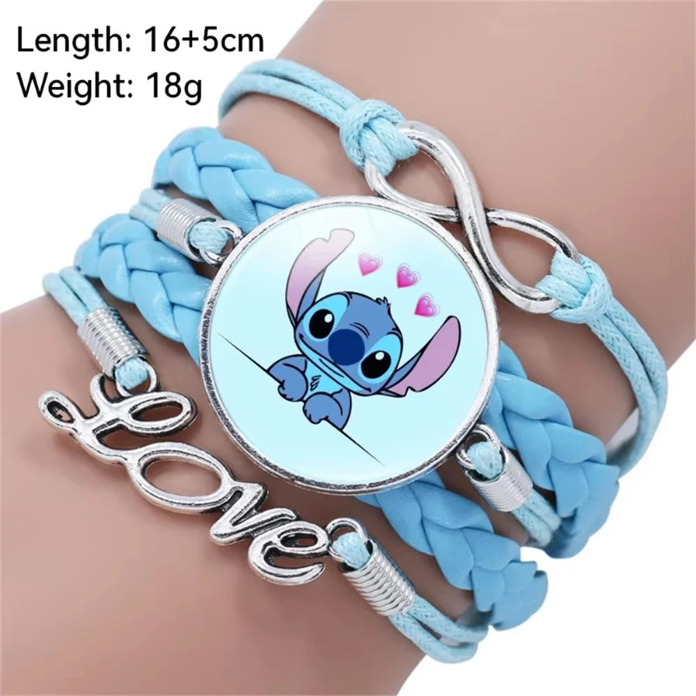 Anime Disney Stitch Bracelet Cartoon Lilo&Stitch Print Cute Children Jewelry Leather Wristband Kids Toys Girls Gift Christmas