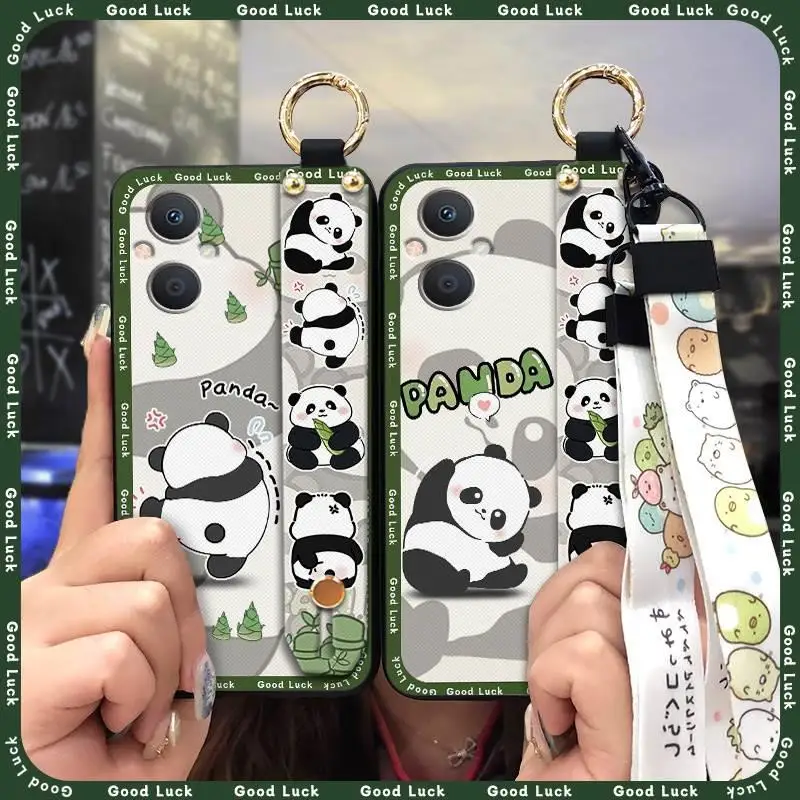 Wristband protective Phone Case For OPPO A96 5G/Reno7Z 5G/Reno7 Lite/F21 Pro 5G Fashion Design panda Durable Soft case