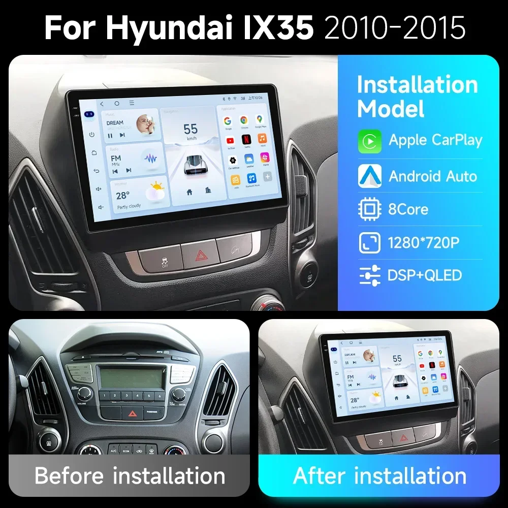 For HYUNDAI TUCSON IX35 2012 2013 2014 2015 8Core 4G WIFI Android 15 Car Multimedia Stereo Car DVD Player Navigation GPS Radio