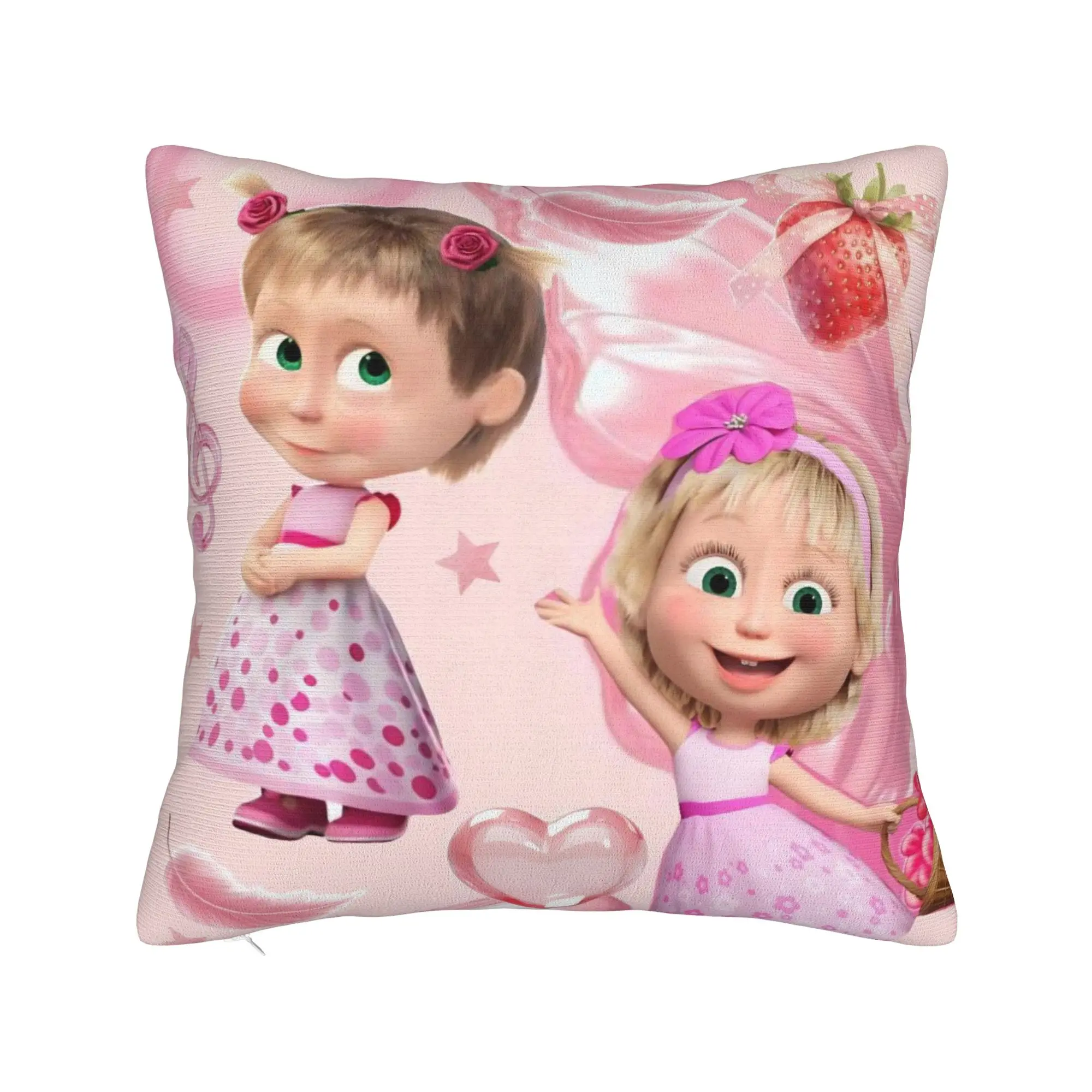Cute Cartoon M-Masha and Bear Pillowcase Printing Polyester Cushion Cover Gift  Pillow Case Cover Home Zipper 40X40cm