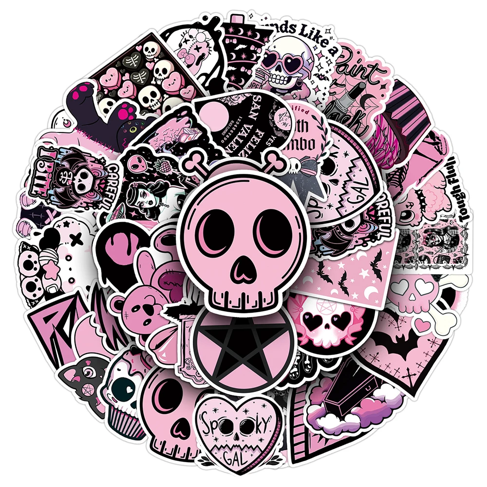

10/30/50pcs INS Pink Gothic Style Girl Stickers Cute Aesthetic Sticker Decoration Phone Case Suitcase Notebook Decals Kids Toy