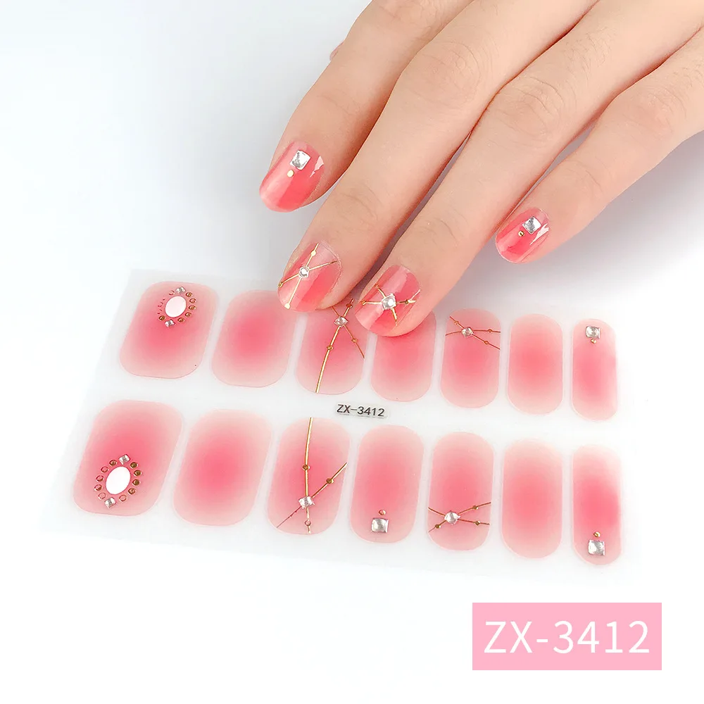 

MEBIS Nail Sticker ZX Nobake Gel Threedimensional Diamond Bronzing Full Waterproof Oil Film Nail Nails Sticker