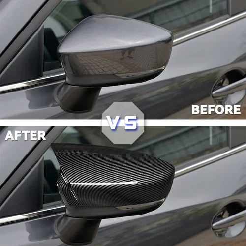 Imagen 2 del producto Para Mazda 3 Axela 2014 2015 2016 2017 2018 cubierta de espejo retrovisor lateral de coche tapa de ala funda de puerta Exterior embellecedor con apariencia de fibra de carbono
