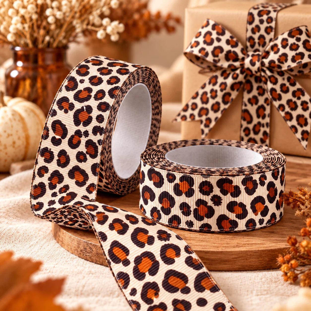 Leopard Print Grosgrain Ribbon Animal Pattern DIY Hair Bows Gift Wrapping Ribbon for Party Decor Wedding Crafts Sewing Accessor