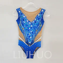 LIUHUO Rhythmic Gymnastics Leotard Acrobatic Performance Costumes For Children Adults Customized Bright Blue