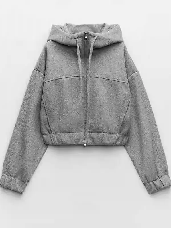 Printemps nouveau Faionable ort sweat à capuche femmes haut qualité tissu Sli trajet Sle coupe ample longue fermeture à glissière Sve