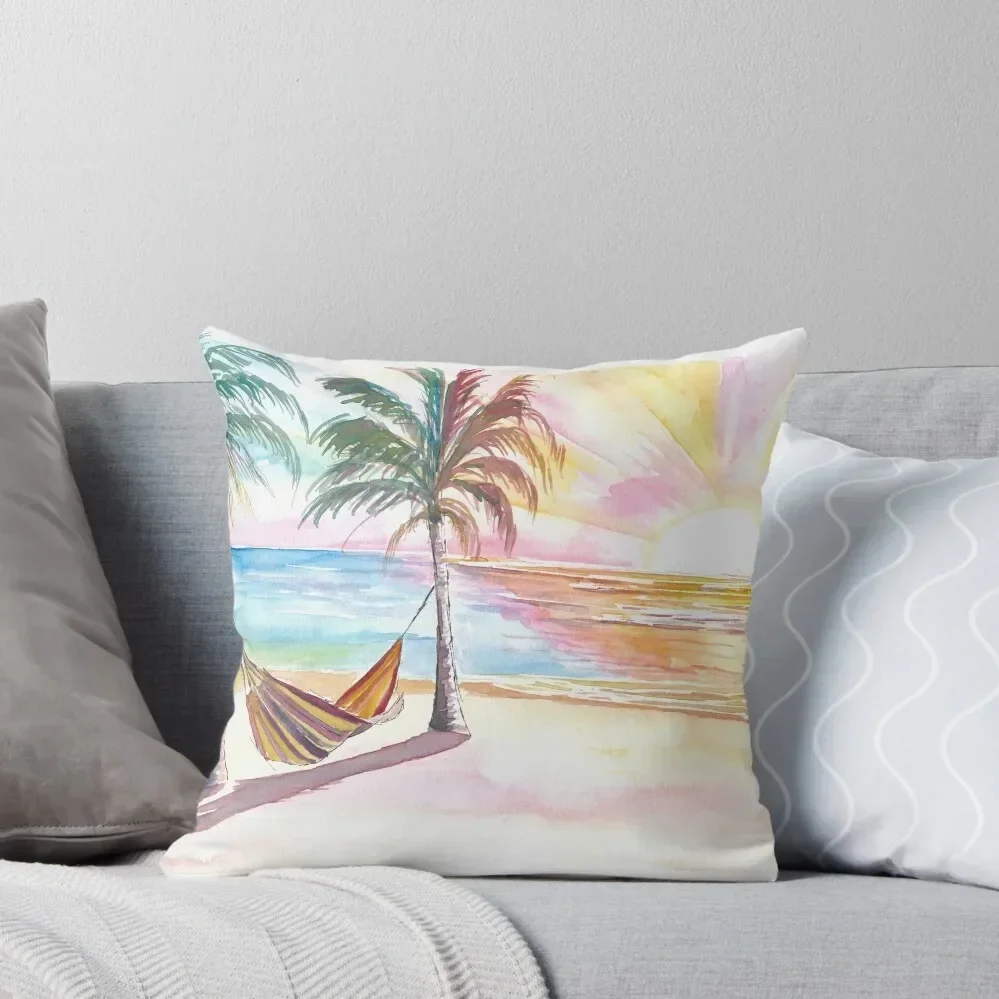 Lazy Tropical Hammock in Palm Shadow with Ocean Sounds Throw Pillow autumn pillowcase Bed pillowcases Cushion Cover Set pillow