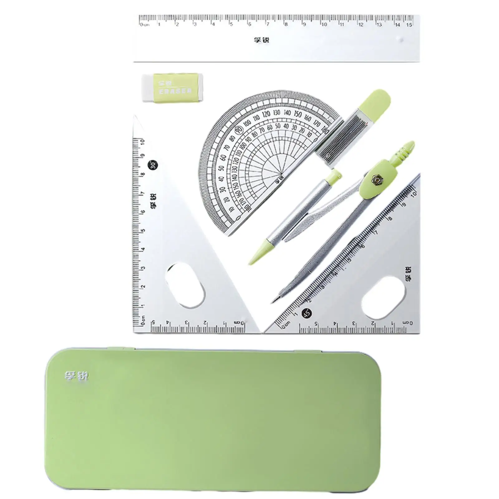 Math Geometry Tool Protractor Reusable 15cm Ruler Drafting Set Portable Compass