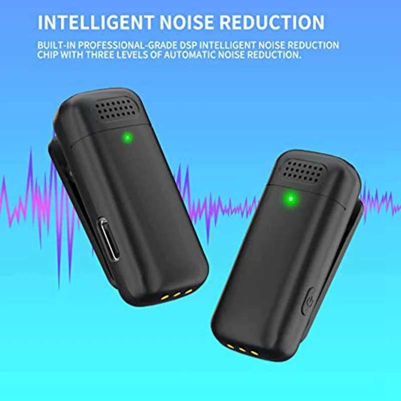 充電ケース付きの黒いマイク,プラグと再生,自動同期,ノイズキャンセル,Android