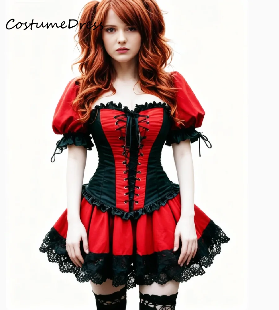 

Sexy Vampire Gothic Short Evening Dress With lace Retro 1950s Witchy Costume Lolita Prom Dress Vintage Halloween Cocktail Party