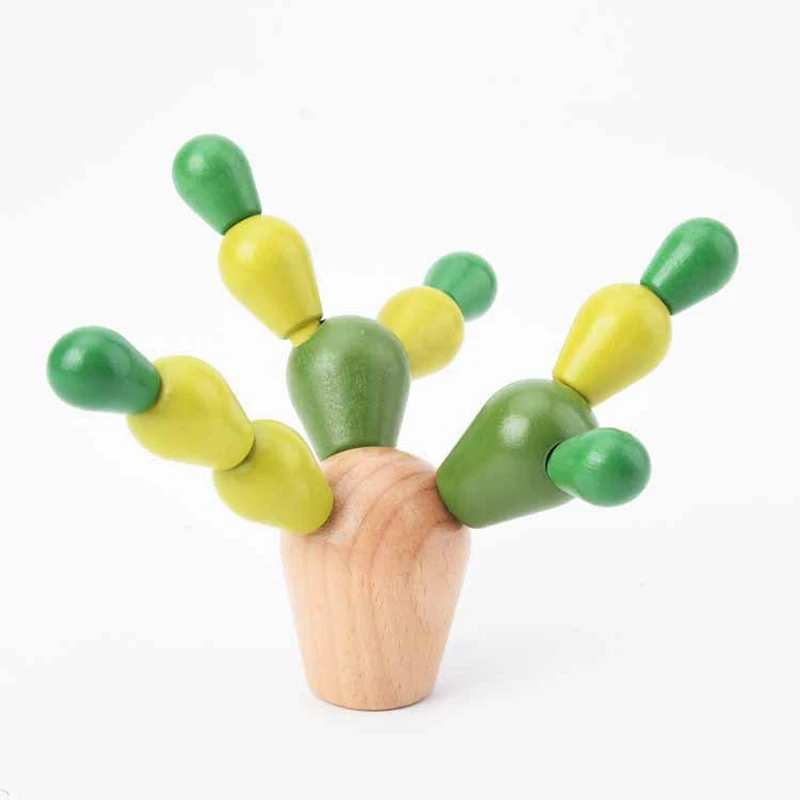 Cartoon Cute Cactus Wooden Puzzle Toys Children's Early Education Building Blocks Balance Toys Decoration Funny Birthday Gifts