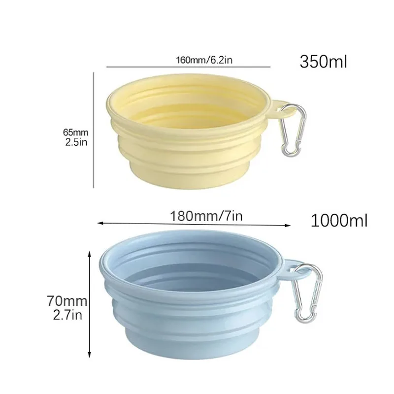 350ml/1000ml Collapsible Dog Bowl Outdoor Travel Pet Drinking Bowl for Dog Cats Folding Silicone Bowl Puppy Food Container image 5
