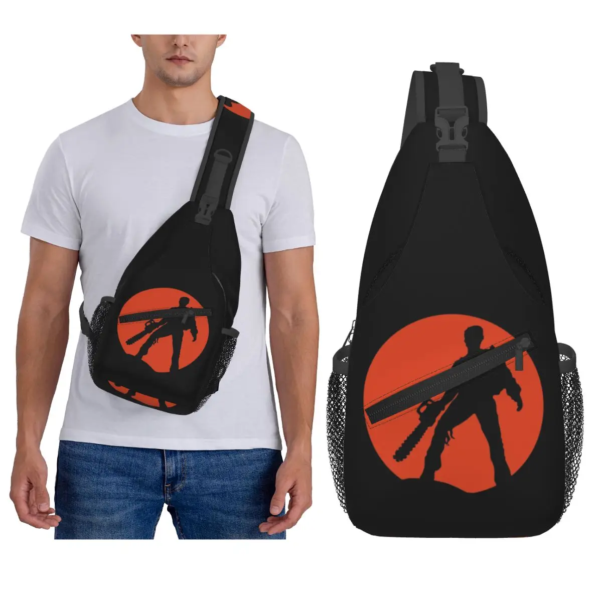 

Ash Vs The Evil Dead (красная) нагрудная сумка, мужской рюкзак через плечо на слинге, нагрудная сумка, дорожный походный рюкзак, сумка на плечо